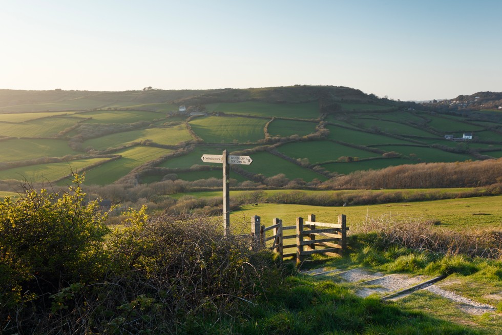 A picture of rolling countryside , which has inspires pastoral music